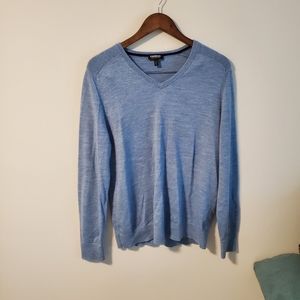 Express V neck Marino wool blend sweater light blue Size Large classic cozy